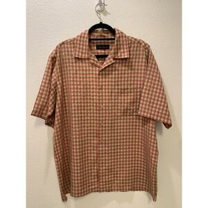 Bugatchi Men's Large, Short Sleeve, Button Up Dress Plaid Shirt